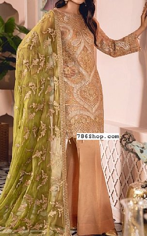 Maryum N Maria   Peach Chiffon Suit | Pakistani Dresses in USA- Image 1