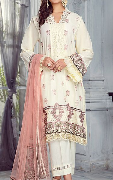 Mohagni Off-white Lawn Suit | Pakistani Dresses in USA- Image 1