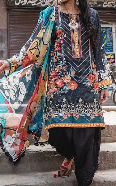 Motifz Charcoal Lawn Suit | Pakistani Dresses in USA- Image 1