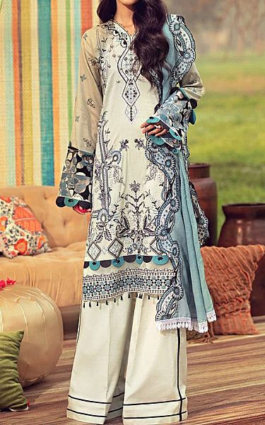 Motifz Ash White Lawn Suit | Pakistani Lawn Suits- Image 1