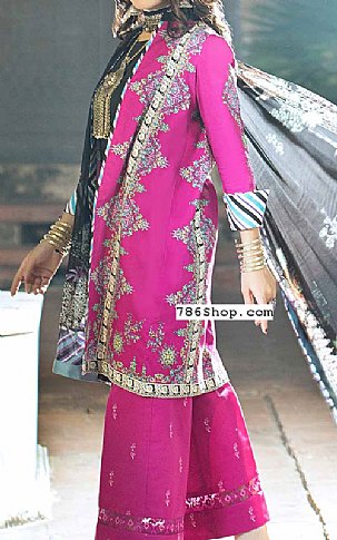 Nourhan Shocking Pink Cambric Suit | Pakistani Winter Dresses- Image 2
