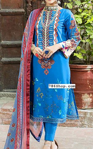 Nourhan Turquoise Cambric Suit | Pakistani Winter Dresses- Image 1