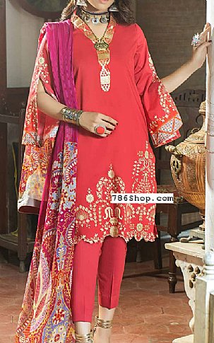 Nourhan Coral Cambric Suit | Pakistani Winter Dresses- Image 1