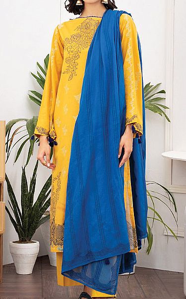 Orient Golden Yellow Jacquard Suit | Pakistani Dresses in USA- Image 1