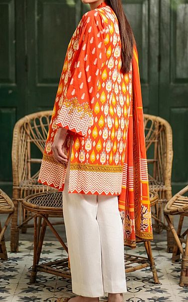 Orient Safety Orange Lawn Suit (2 Pcs) | Pakistani Dresses in USA- Image 2