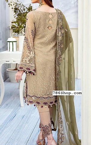 Ramsha Beige/Green Chiffon Suit | Pakistani Dresses in USA- Image 2