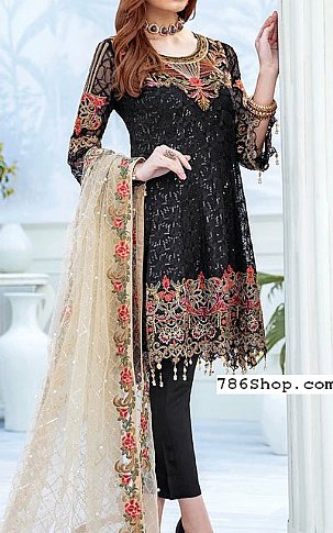 Ramsha Black Chiffon Suit | Pakistani Dresses in USA- Image 1