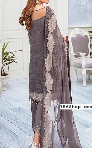 Ramsha Grey/Pink Chiffon Suit | Pakistani Dresses in USA- Image 2