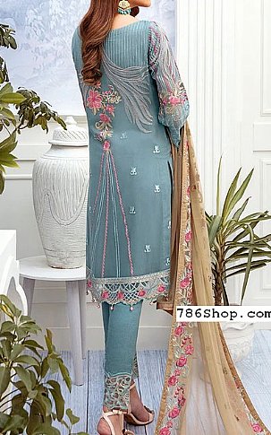 Ramsha Baby Blue Chiffon Suit | Pakistani Dresses in USA- Image 2