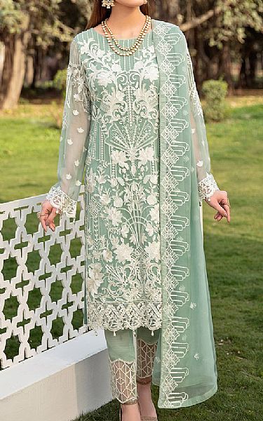 Ramsha Mint Green Chiffon Suit | Pakistani Dresses in USA- Image 1
