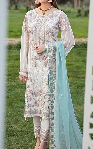 Ramsha White Chiffon Suit | Pakistani Dresses in USA- Image 1