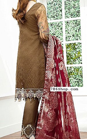 Ramsha Dark Brown/Maroon Organza Suit | Pakistani Dresses in USA- Image 2