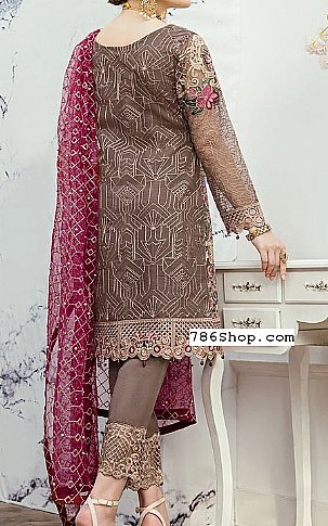 Ramsha Brown/Magenta Organza Suit | Pakistani Dresses in USA- Image 2