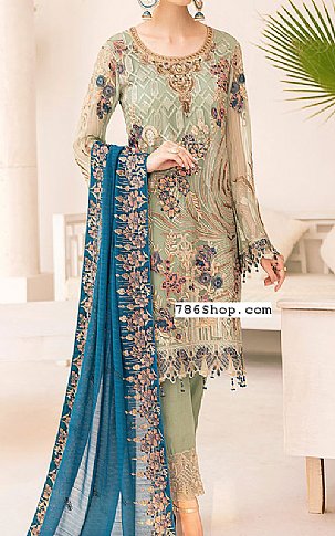 Ramsha Pistachio Chiffon Suit | Pakistani Dresses in USA- Image 1