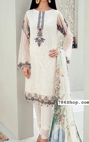 Ramsha Off-white Chiffon Suit | Pakistani Dresses in USA- Image 1