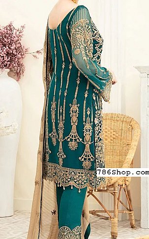 Ramsha Teal Chiffon Suit | Pakistani Dresses in USA- Image 2