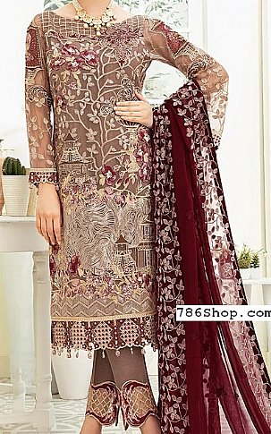 Ramsha Mauve Chiffon Suit | Pakistani Dresses in USA- Image 1