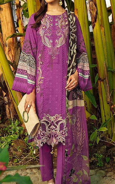 Ramsha Plum Lawn Suit | Pakistani Dresses in USA- Image 1
