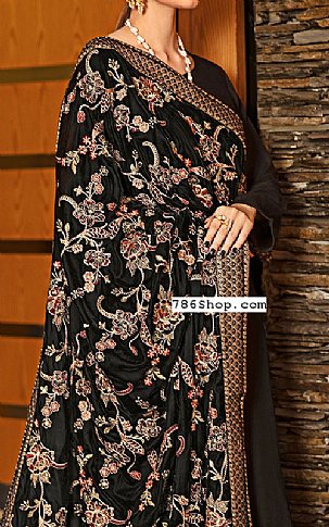 Ramsha Black Raw Silk Suit | Pakistani Dresses in USA- Image 2