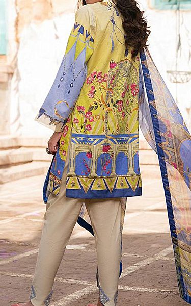 Rungrez Yellow/Cornflower Lawn Suit | Pakistani Dresses in USA- Image 2