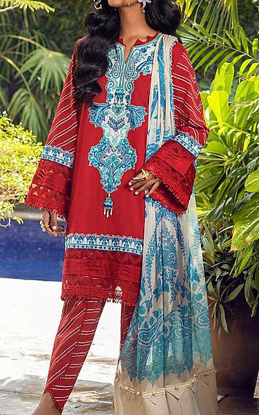 Sana Safinaz  Red Lawn Suit | Pakistani Dresses in USA- Image 1