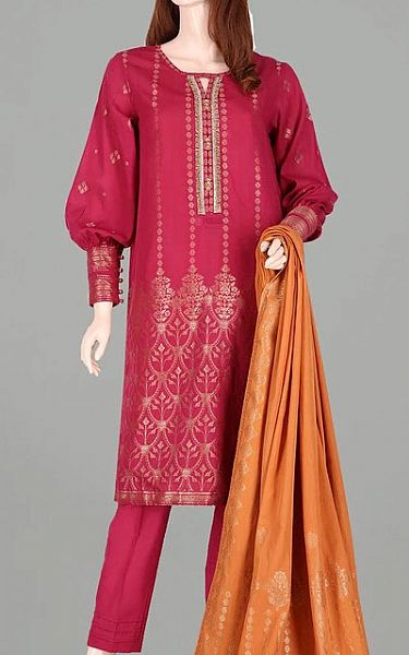 Saya Magenta Jacquard Suit | Pakistani Wedding Dresses- Image 1