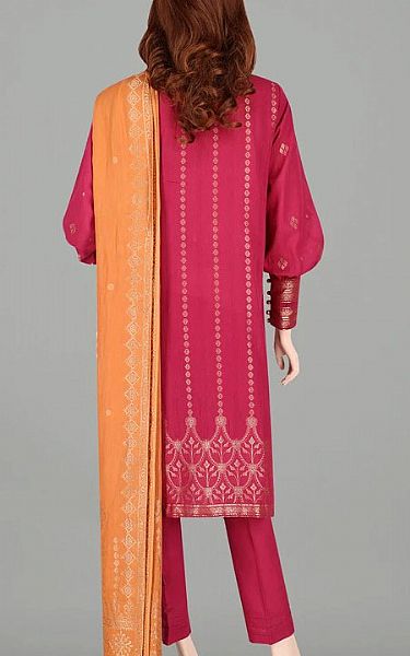 Saya Magenta Jacquard Suit | Pakistani Wedding Dresses- Image 2