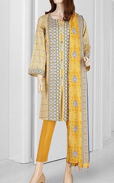 Saya Light Golden Lawn Suit | Pakistani Dresses in USA- Image 1