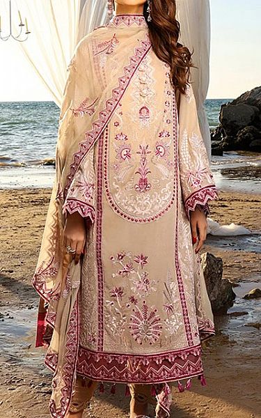 Serene Ivory/Mauve Swiss Voile Suit | Pakistani Dresses in USA- Image 1