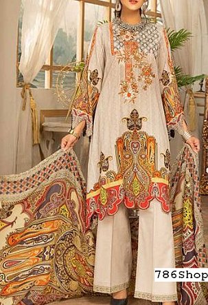 Shaista Ivory Slub Lawn Suit | Pakistani Lawn Dress in USA- Image 1