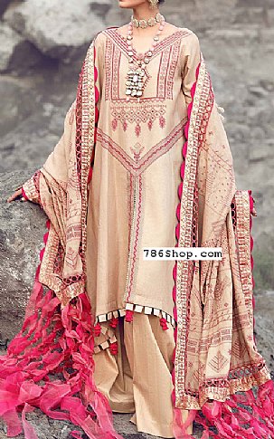 Shiza Hassan Beige Jacquard Suit | Pakistani Dresses in USA- Image 1