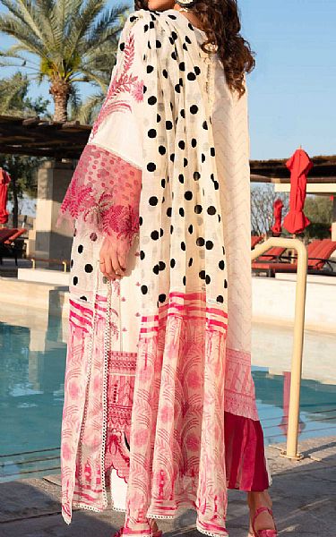 Shiza Hassan Off-white/Brink Pink Lawn Suit | Pakistani Dresses in USA- Image 2