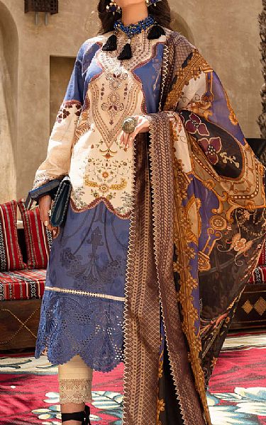 Shiza Hassan Ivory/Navy Blue Lawn Suit | Pakistani Dresses in USA- Image 1