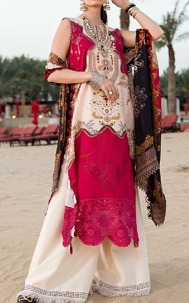 Shiza Hassan White/Crimson Lawn Suit | Pakistani Dresses in USA- Image 1