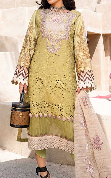 Shiza Hassan Olive Green Lawn Suit | Pakistani Dresses in USA- Image 1
