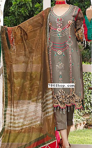 Sifona Brown/Grey Lawn Suit | Pakistani Dresses in USA- Image 1