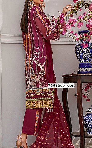 Sifona Maroon Jacquard Lawn Suit | Pakistani Dresses in USA- Image 2
