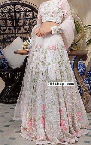 Threads and Motifs Off-White Chiffon Suit | Pakistani Wedding Dresses- Image 1