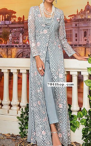 Grey Net Suit | Pakistani Dresses in USA