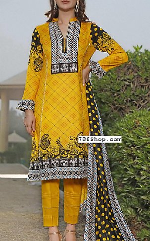 VS Textile Mustard Lawn Suit | Pakistani Dresses in USA- Image 1