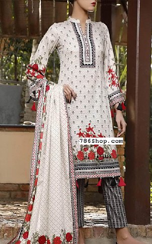 VS Textile Off-white Lawn Suit | Pakistani Dresses in USA- Image 1