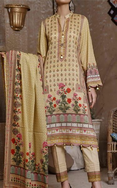 VS Textile Sand Gold Lawn Suit | Pakistani Dresses in USA- Image 1