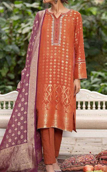 Zeen Rust Jacquard Suit | Pakistani Dresses in USA- Image 1