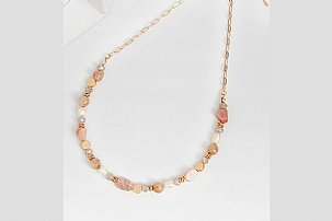  Women Necklace - Pink/Golden | Pakistani Dresses in USA- Image 1