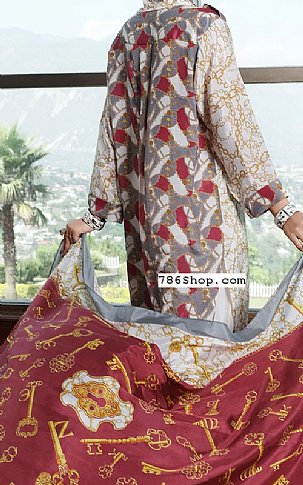 Almirah Off-White Viscose Silk Suit | Pakistani Winter Dresses- Image 2