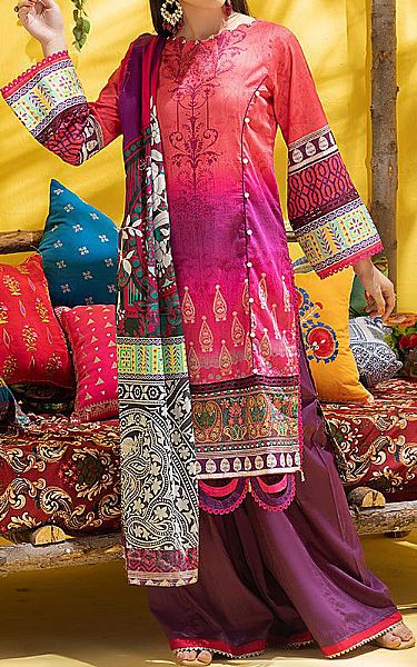 Al Zohaib Brink Pink/Magenta Lawn Suit | Pakistani Dresses in USA- Image 1