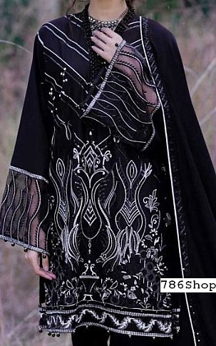 Anamta Black Linen Suit | Pakistani Winter Dresses- Image 1