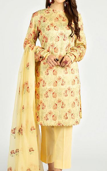 Bareeze  Light Golden Lawn Suit | Pakistani Dresses in USA- Image 1