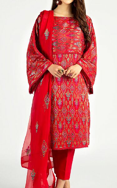 Bareeze  Red Lawn Suit | Pakistani Dresses in USA- Image 1
