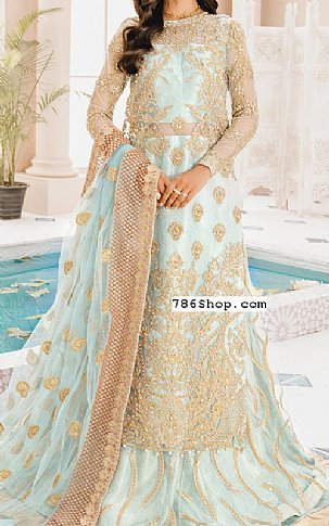 Maryum N Maria Light Turquoise Net Suit | Pakistani Dresses in USA- Image 1